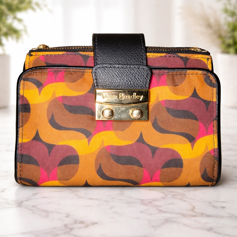 Y2K Vera Bradley Modern Lights Push Lock Wallet Zip Around Clutch